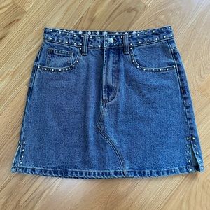 Stud Detail Denim Mini Skirt Size Small